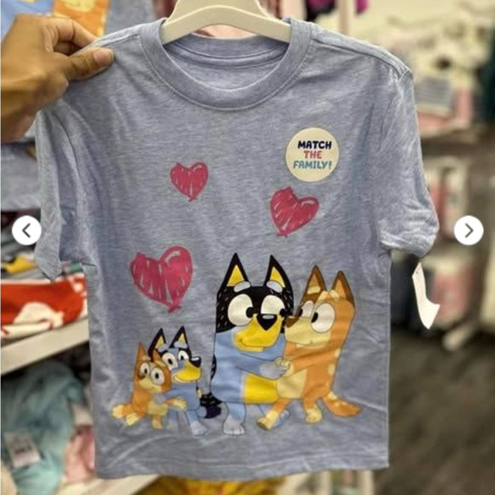 Bluey Blue Family Heart Tee Shirt